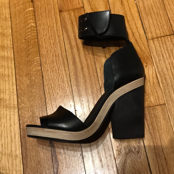 Sandals Leather Square Heels Pumps Platform Ankle chunky block designer luxury - Picture 2 of 7